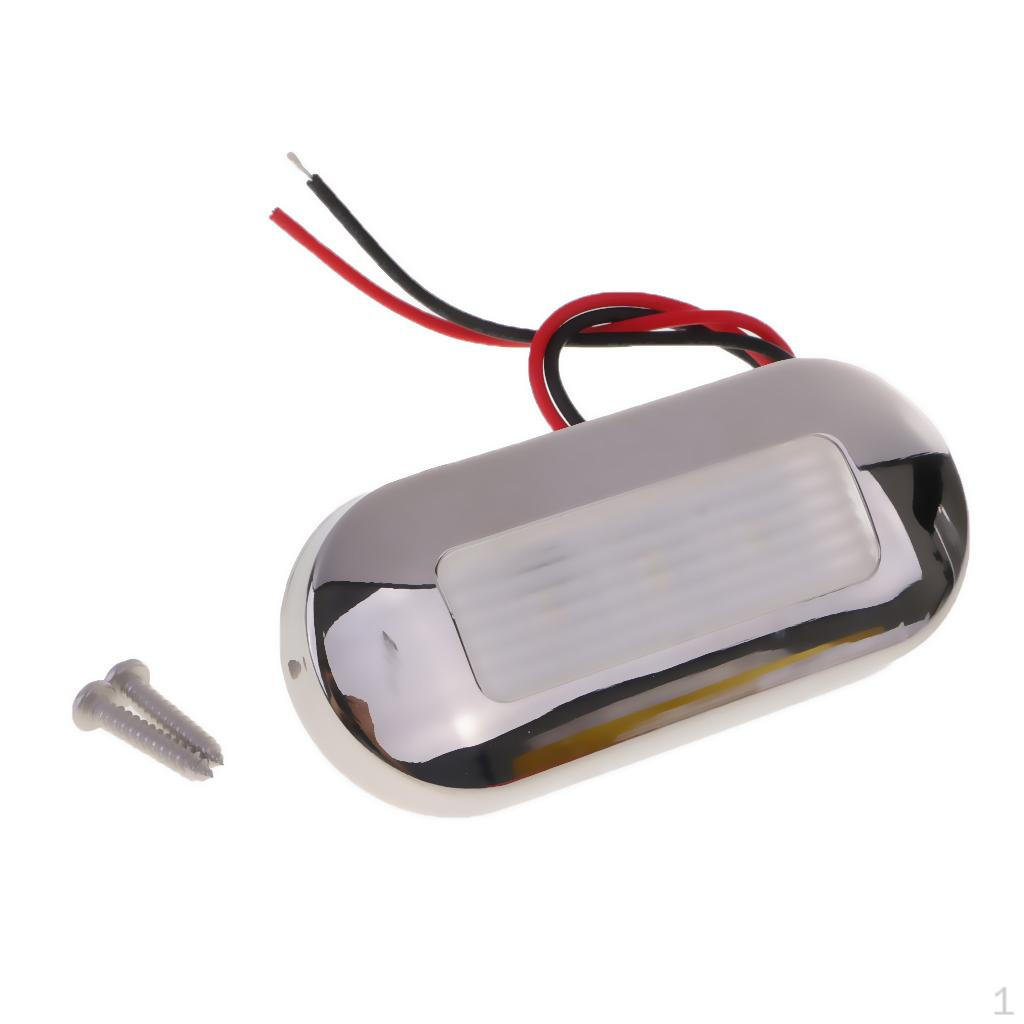 6 Stainless Steel LED Oblong Courtesy Lights, 12V, Waterproof - White, as described