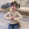 Girls Solid Half High Collar Long Sleeve Pullover Sweater Kids Casual Bottoming Inner Top
