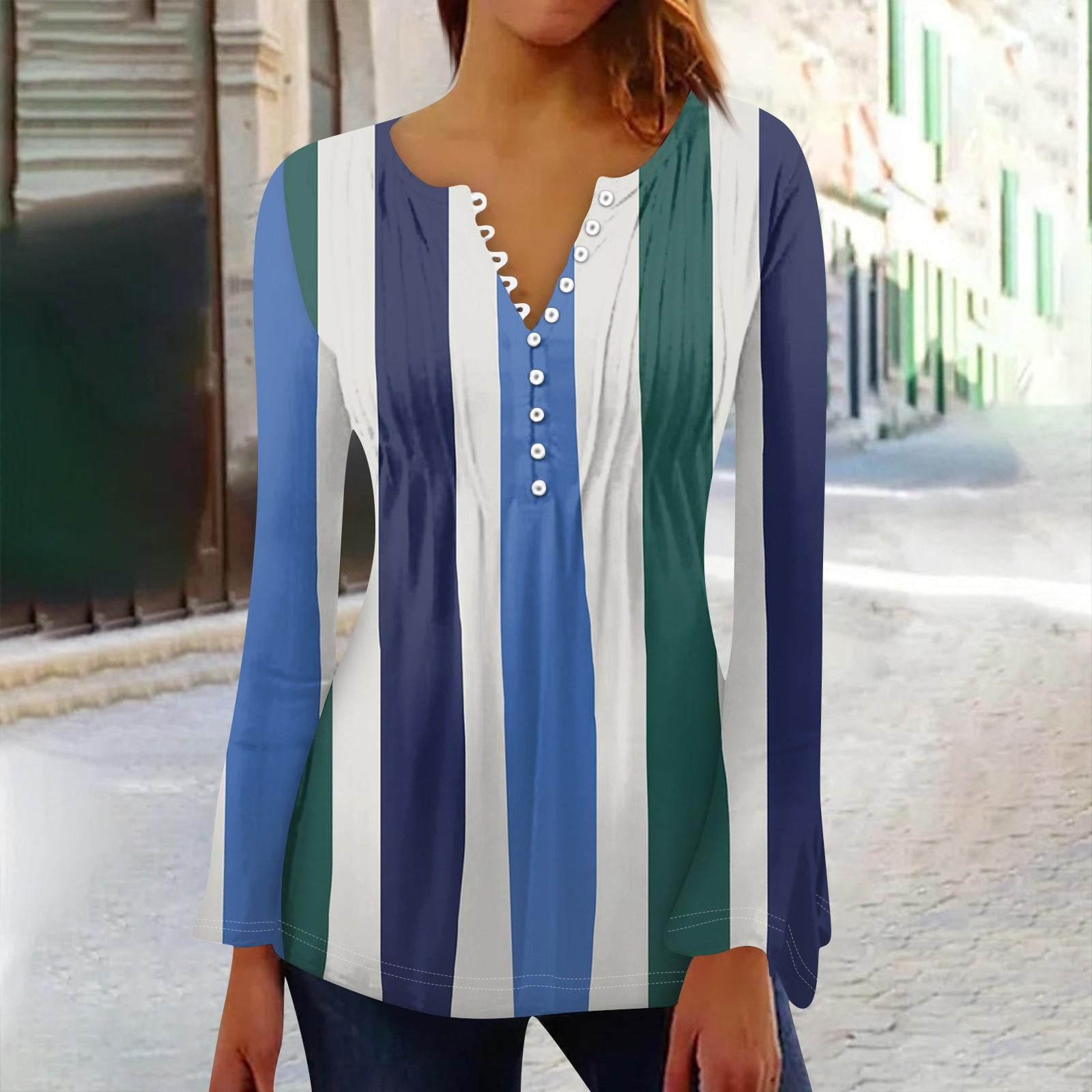 

Женская плиссированная футболка на пуговицах с v-образным вырезом и длинными рукавами с цветочным принтом, топы S зелёный