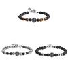 Stainless Steel Cross Mens Bracelet With Geometric Design And Volcanic Stones For Travel Gift