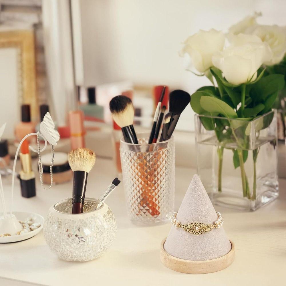 Wooden Cone Necklace Storage Rack Countertop Display Cone Bracelet Stand  Home Jewelry Organization