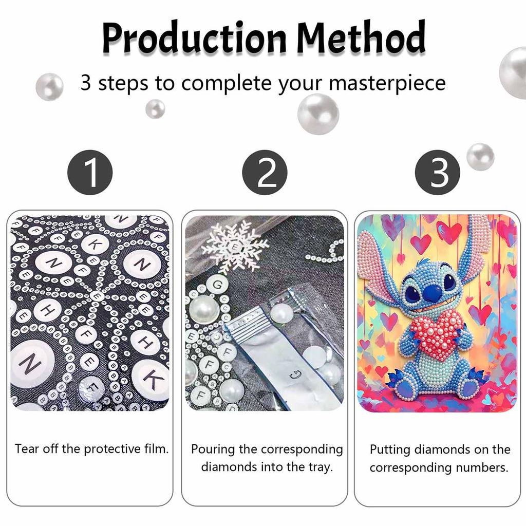 Disney Stitch Pearl Painting Handmade Diy Pearl Art Painting Simple Living Room Hanging Painting Decoration