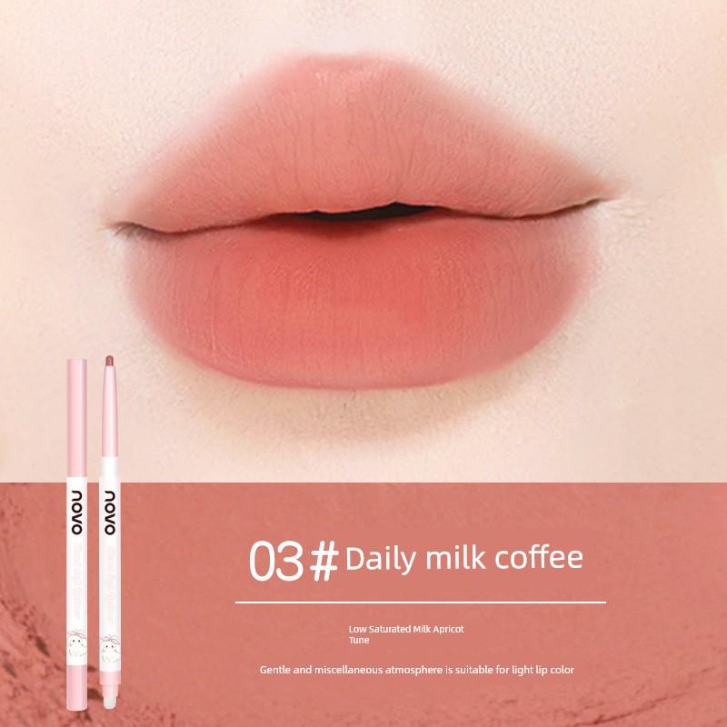 Novo Double-Headed Lip Liner Waterproof Long Lasting and Does Not Fade Nude Color Series Lip Hook Line Toot Lipstick Pen Integrated Lip Brush