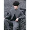 Men's Trendy Slim Fit Zhongshan Suit: Stand-up Collar Tang Jacket & Western Suit Set