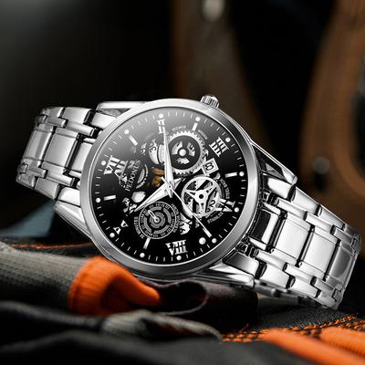 Versatile Automatic Quartz Luminous Waterproof Roman Hollow Men's Watch