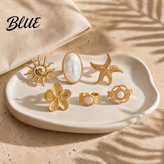 Layered Ring Set 6Pcs/Set Finger Set Ocean Style Adjustable