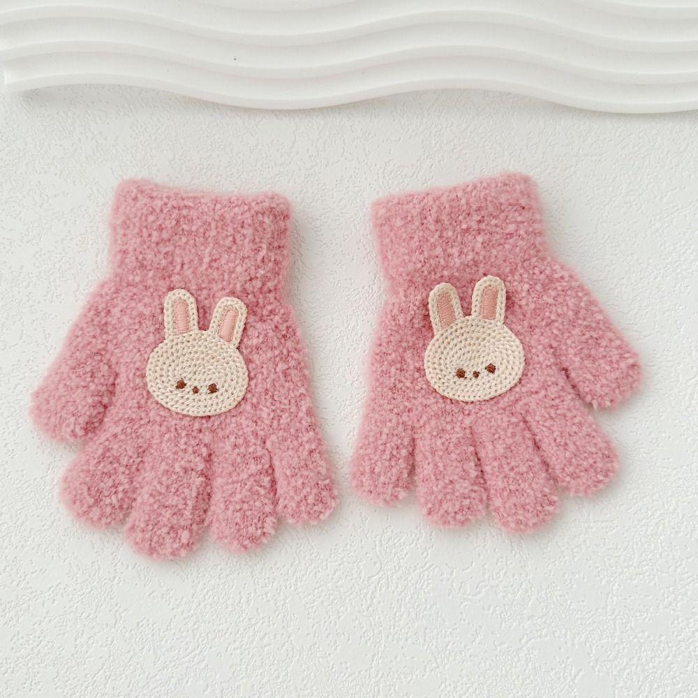 Bear Baby Fluffy Gloves Flower Knitted Mittens Warm Cartoon Pattern Gloves  Kids