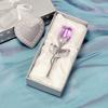 Faux Crystal Rose Flower Gift with Metal Stem Clear Flower Figurine with Gift Box