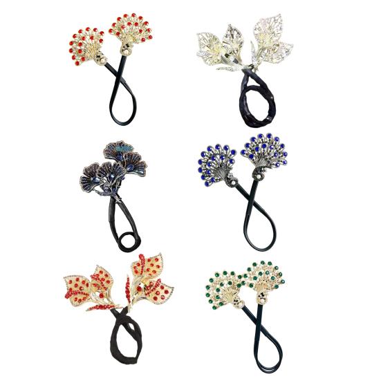 Hair Clip Peacock Phoenix Calla Shape Shiny Rhinestones Inlaid Hair Claw Hand-Embroidered Bun Maker