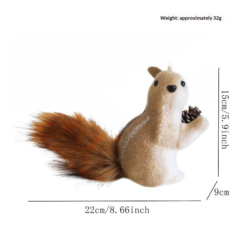 Cute Realistic Plush Squirrel Christmas Hanging Ornaments Pinecone Fluffy Tail Tree Party