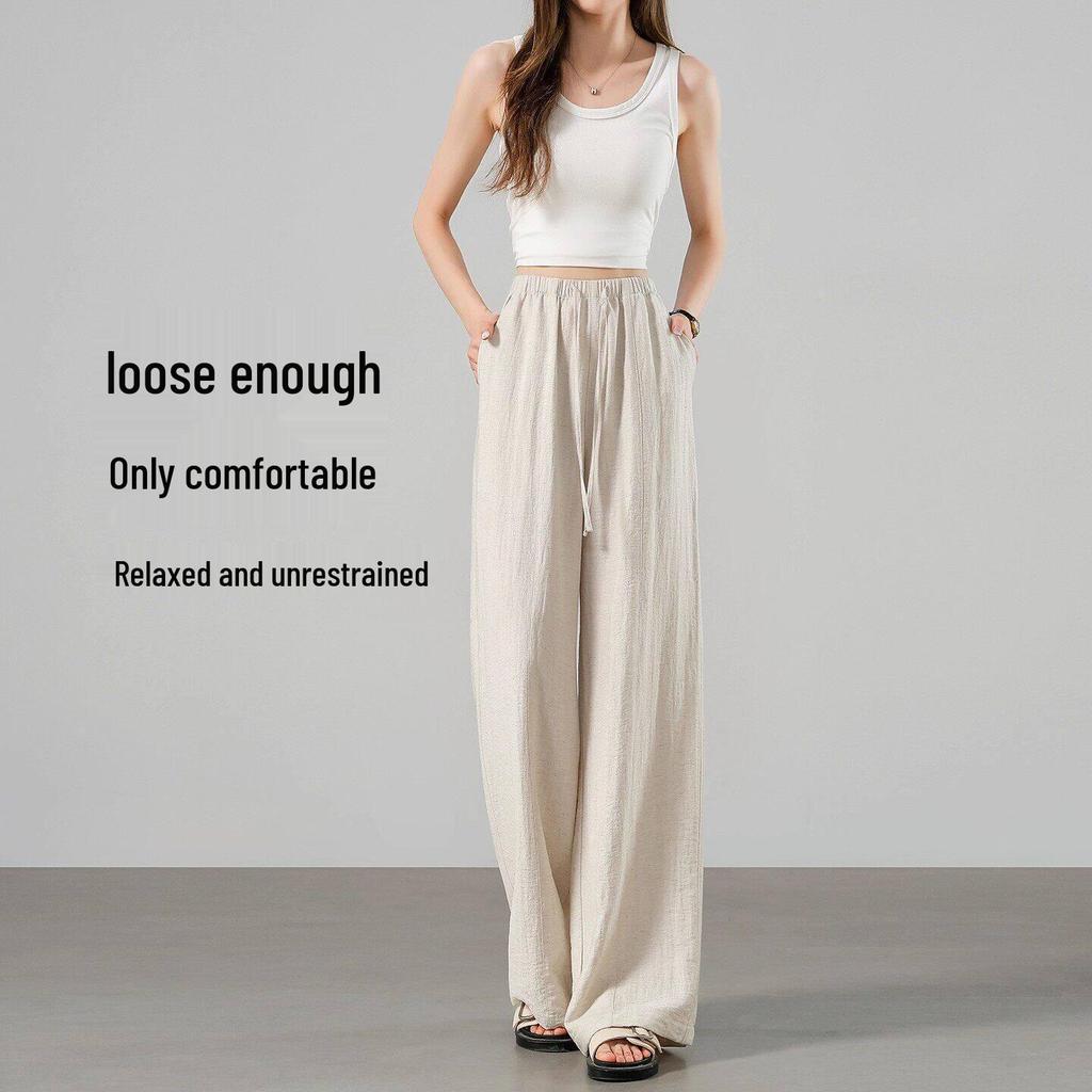 Tencel Linen Wide-Leg Women's Pants Summer 2026 - Lightweight, Cool Ice Silk Casual Design by Yamamoto.