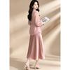 New Chinese Style Pan-Buckle Stand-Collar Shirt & Skirt Two-Piece Set