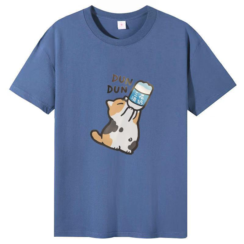T-shirt a maniche corte da donna in cotone con stampa cartoon, top popolari a mezza manica, T-shirt estiva