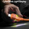USAMS SJ776 U93 1.2m 30W Fast Charging Braided Cable Type-C to Lightning Data Cord with LED Light