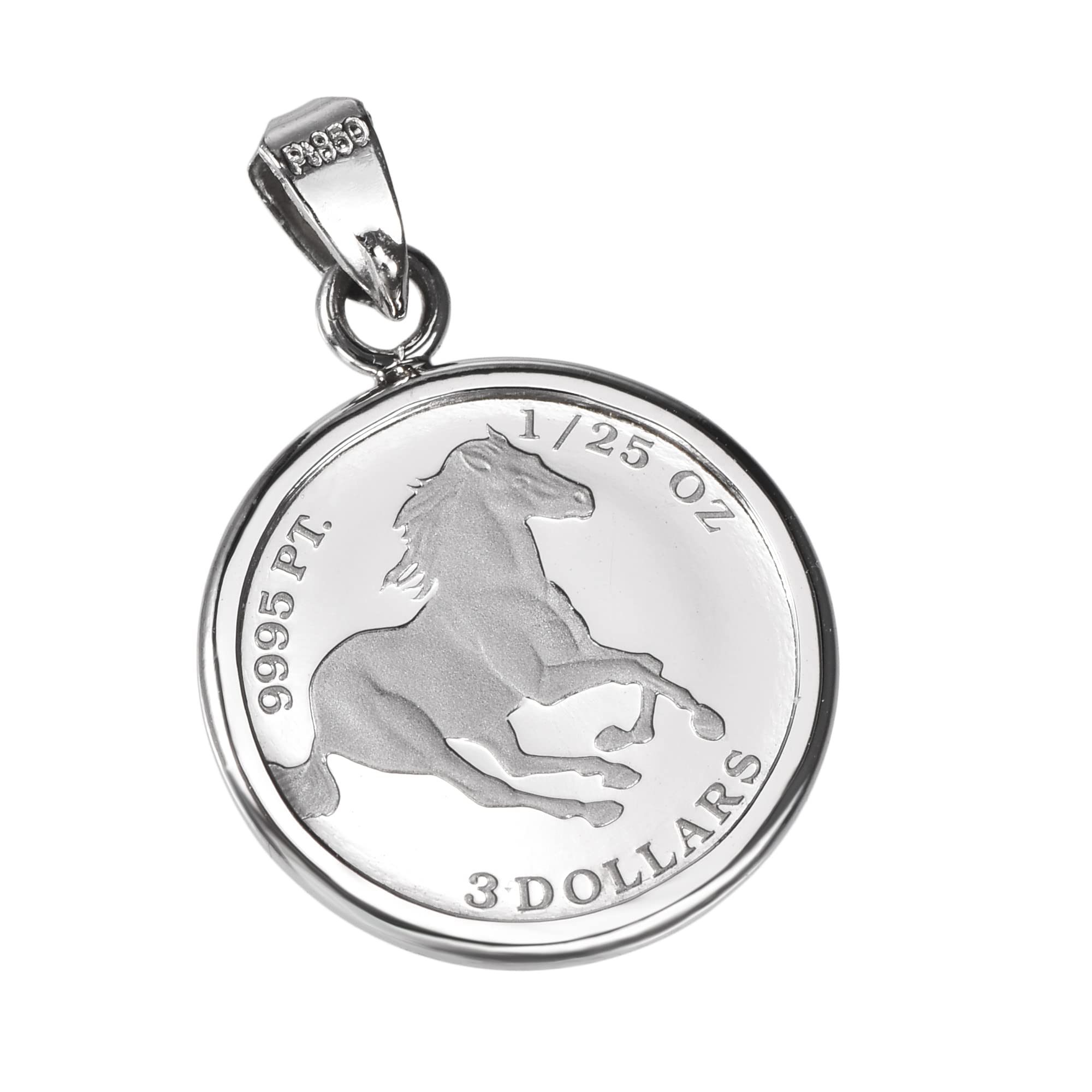 

Pt999 Чиста платинова монета-кулон Кінь Тувалу Елізабет Pt850 Проста гравірована рамка [Speranza] 1/25oz срібний