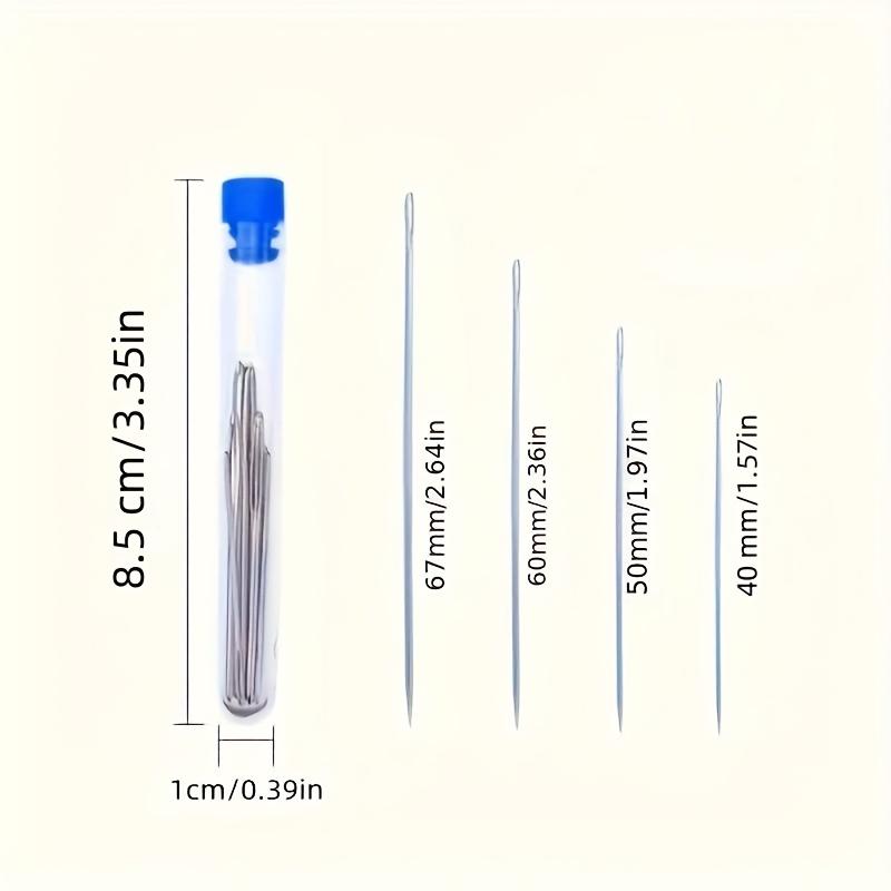12 Pcs Steel Large Eye Sewing Needles for Household Hand Sewing Quilting Embroidery and Cross Stitch, Assorted Sizes