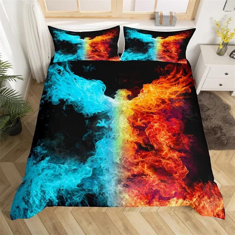 Colorful Phoenix Duvet Cover Set Cartoon Birds Bedding Set Full King Size Microfiber Flame Wings Comforter Cover For Boys Girls