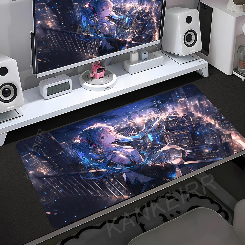 Popular virtual diva H-Hatsune Cute Miku Mouse Pad Non-Slip Rubber Edge Locking Mousepads Game Play Mat for Notebook PC Computer