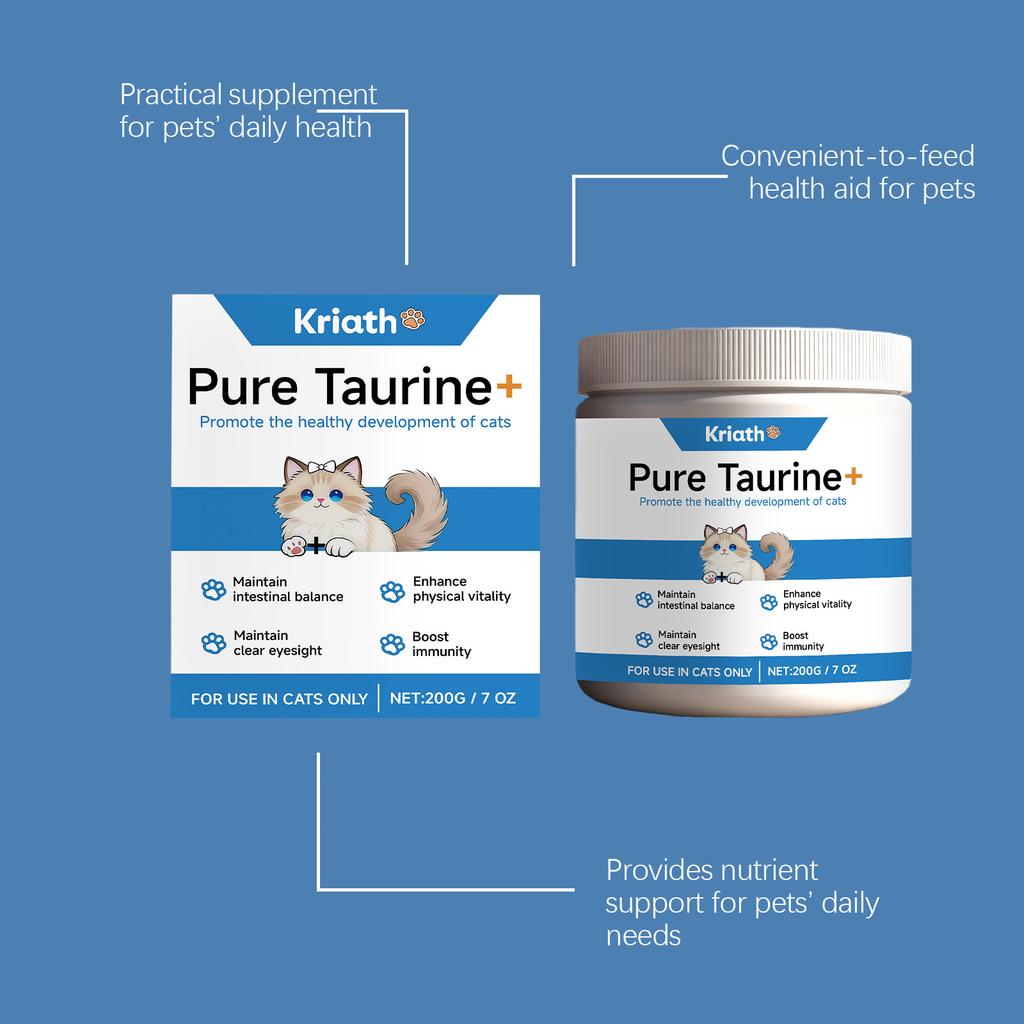 Katzen Taurin Pulver 200g, Tägliches Nahrungsergänzungspulver für Katzen
