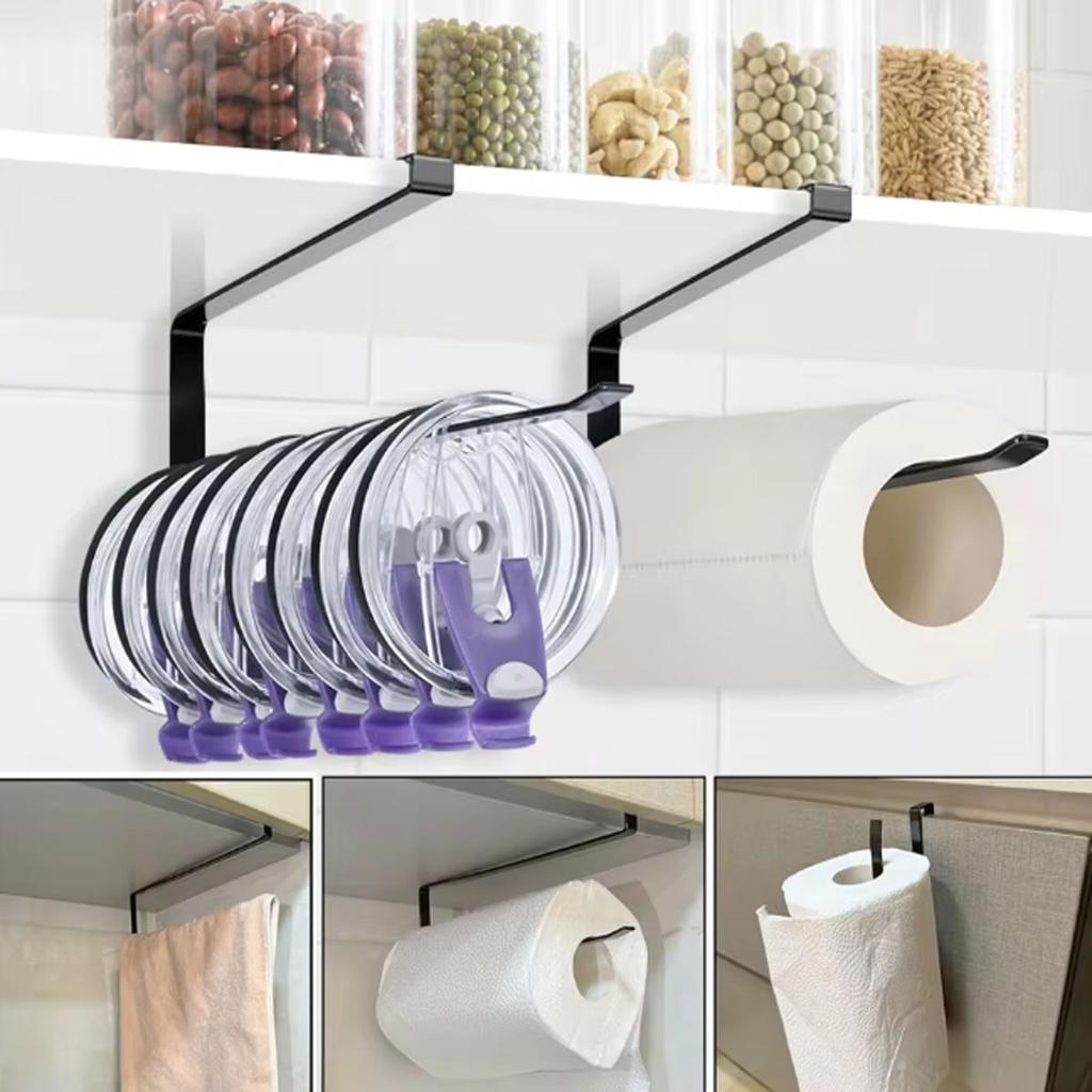Kitchen Paper Roll Holder Towel Hanger Rack Cabinet Rag Hanging Shelves Organizer Shelf Toilet Paper Holder Storage Accessories