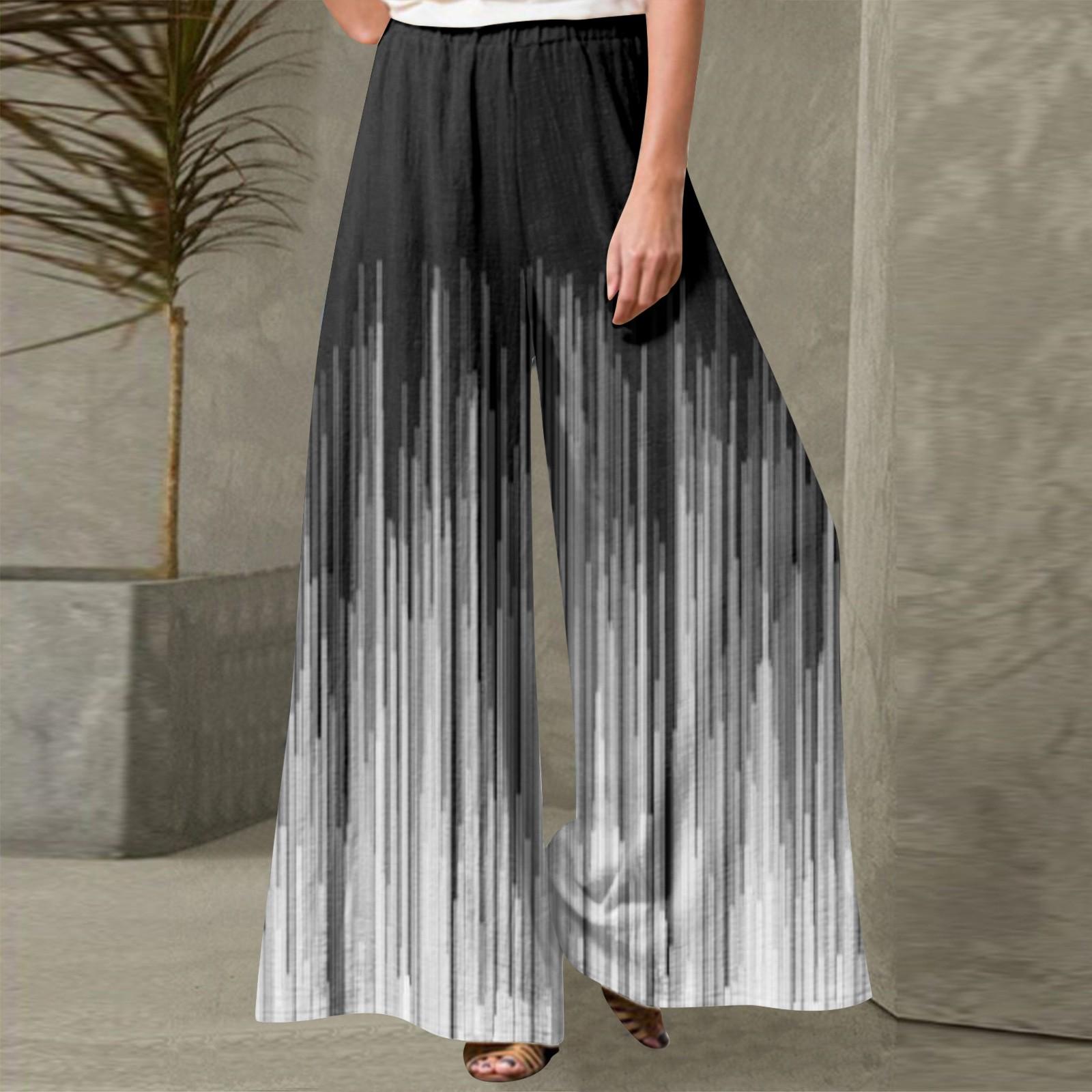 

Women s Fashion Butterfly Print Casual Loose Street Straight Leg Pants S чёрный