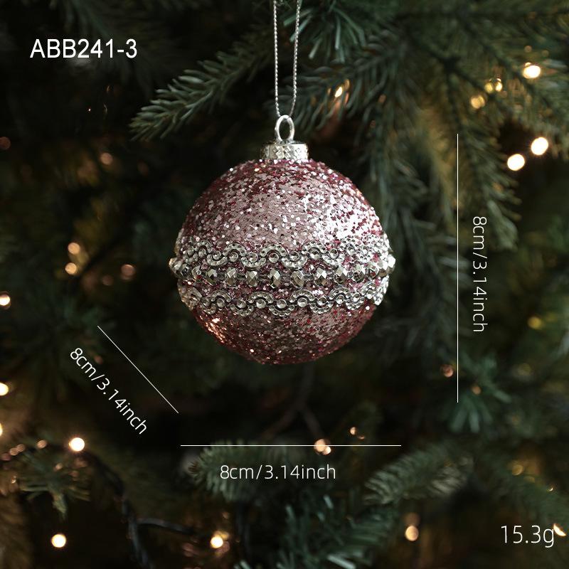 New pink foam Christmas ball pendant shiny glitter Diamond Powder Christmas Tree Hanging Ball Decor Navidad Decor 2025