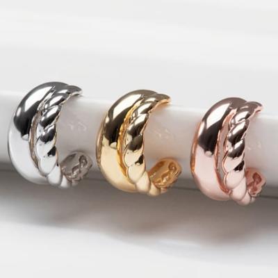 Women's 925 Silver Volume Curved Layered Earrings
