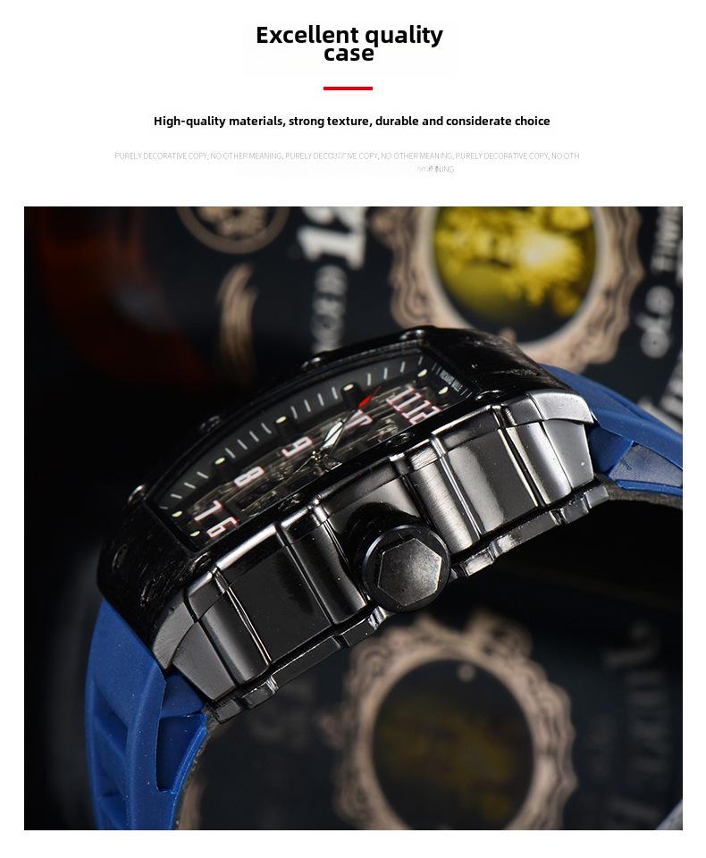Barrel-Shaped Unisex Quartz Watch with Hollow Non-Mechanical Pointer and Single Calendar
