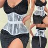 Waist Lace and Floral Trainer Women Corset Cincher Body Shaper Girdle Trimmer with Plastic Bones Extender Waist Decors