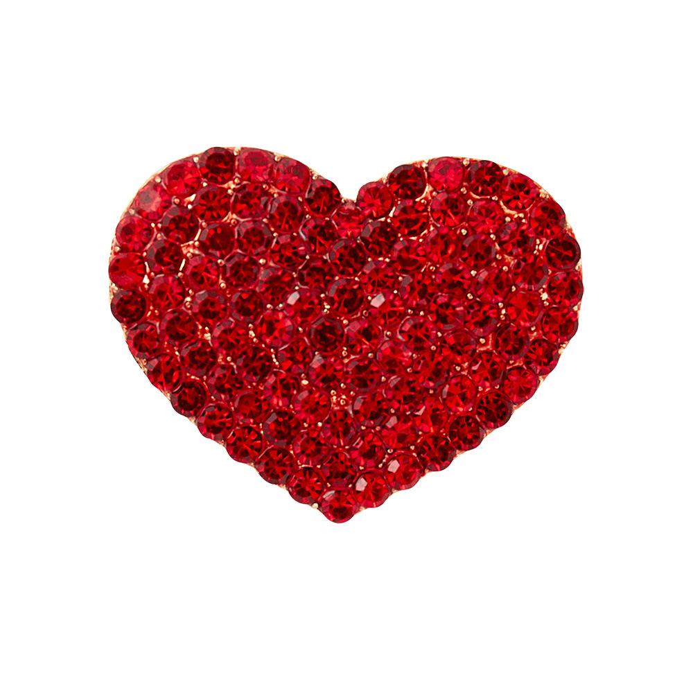 New Trends Gold Plated Red Rhinestone Heart Magnet for Label Pin
