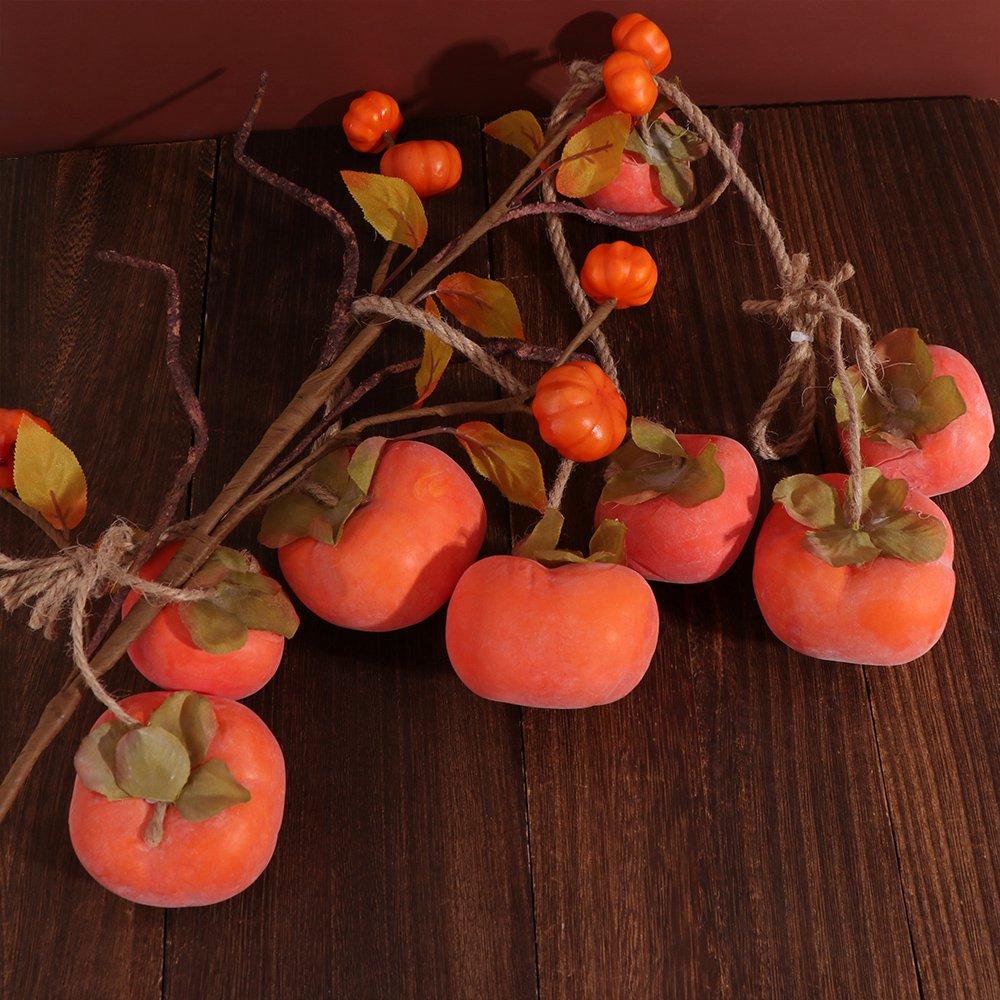 8 Fruit Simulation Persimmon Fruit Orange Lifelike Artificial Persimmon Plastic with Frost Fruit Persimmon Pendant Restaurant