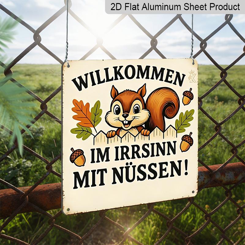 2D Flat, 1pc, Vintage Metal Sign, Decorative Plaques and Ornaments, Squirrel Theme Humorous Decorative Quotes, Outdoor, Garden, Home, Club and Porch