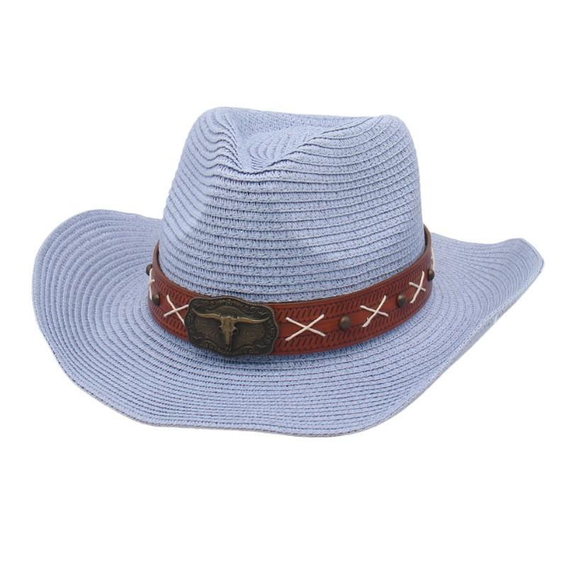 New adjustment soft denim straw hat ethnic style big brim top hat men's and women's outdoor sun hat