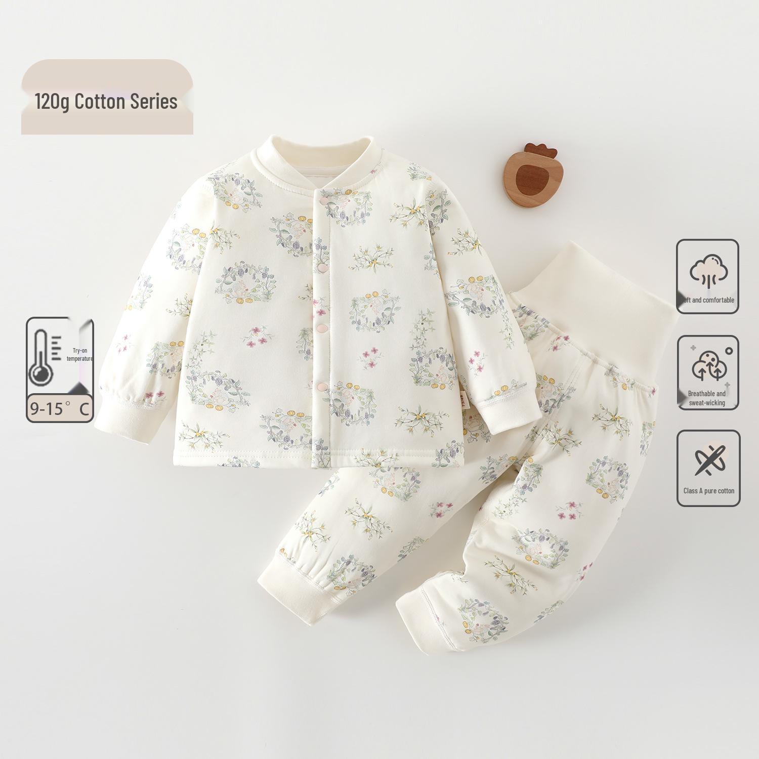 Children s Quilted Three-Layer Warm Pajama Set - Winter/Autumn, Thick, Suitable for Boys & Girls 90 cm