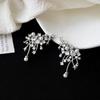 Vintage  Firework Stud Earrings For Women Elegant Double Row Imitation Pearl Earring Girl Party Wedding Jewelry
