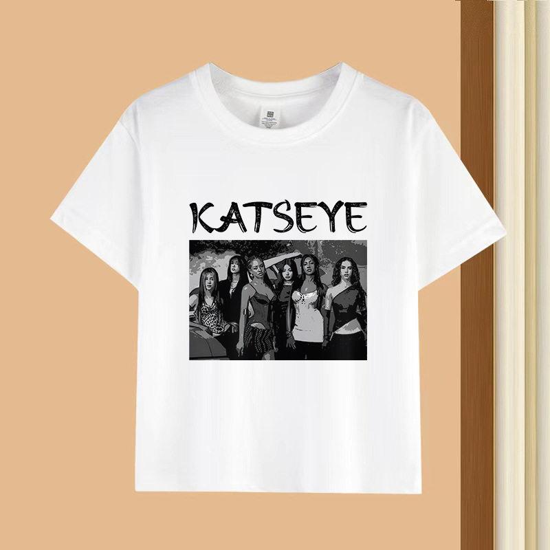KATSEYE Korean Wave Girl Group Fashionable Youthful Relaxed Trendy Pure Short-sleeved Polyester Children's T-shirt