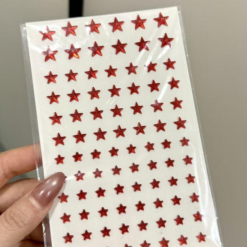 Colorful 3D Face Rhinestone Stickers Silver Star Shape Decal for Cheer Makeup Decorative Scrapbook Face decoration stickers