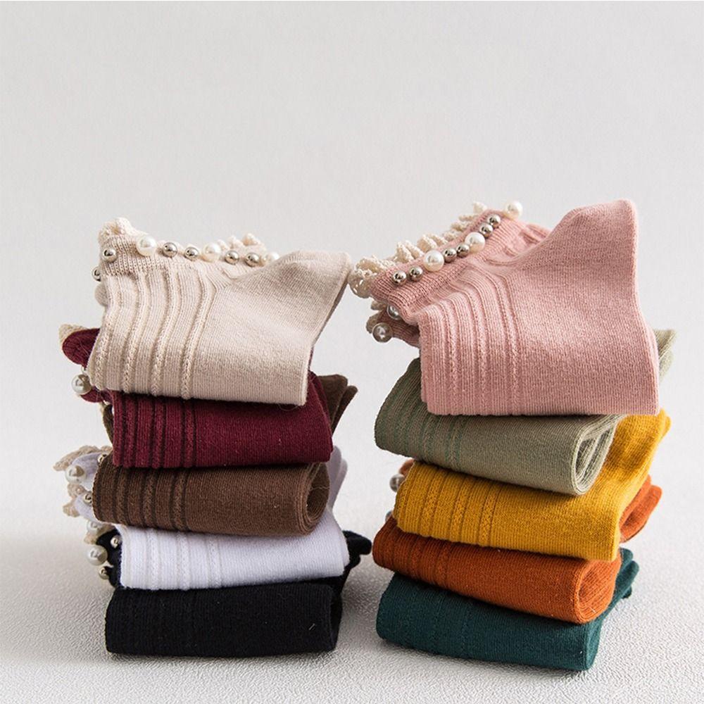 1Pair Breathable Lace Ruffle Socks Elastic White Frilly Socks Women Ankle Socks  Women Girls