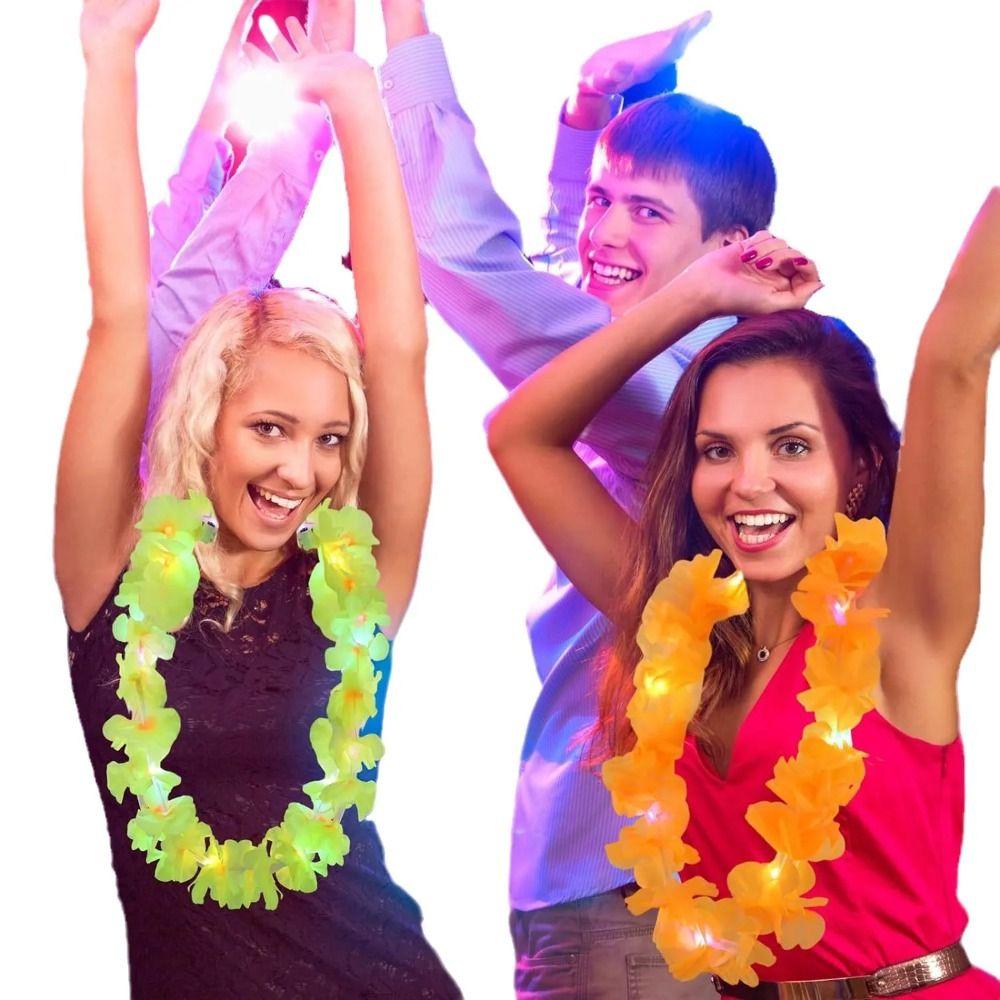 Beach Accessories Flower Wreath Multicolor Light Up Lei Hawai Floral Garland Party Supplies