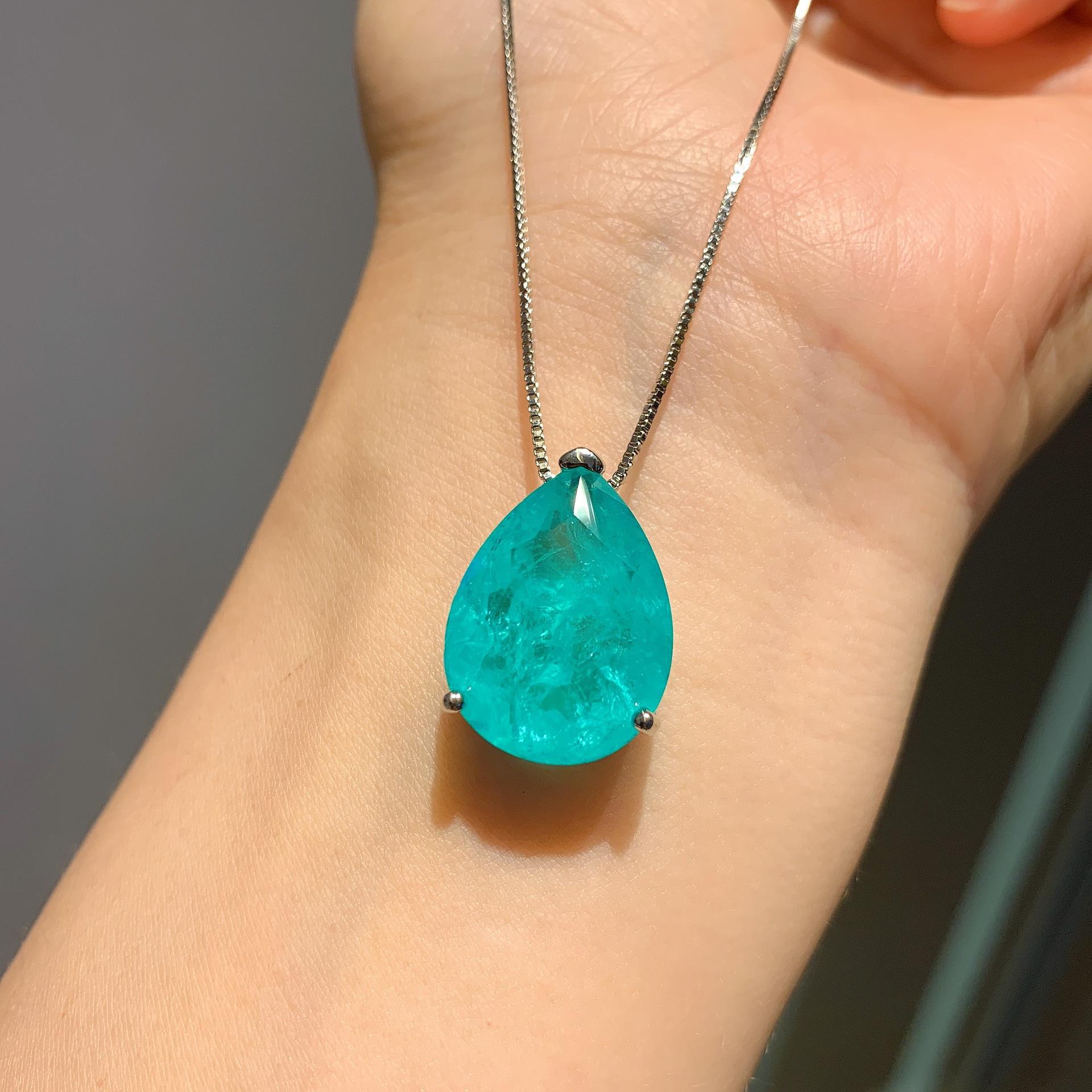 

Изумрудные серьги-гвоздики в форме груши Параиба, стильные простые женские серьги-подвески