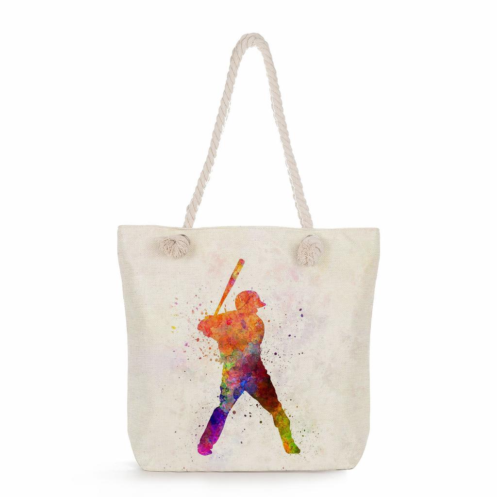 Multifunctional Gymnastics Printed Thick Rope Shoulder Beach Bag Casual Large Capacity Handbag 0244 CLE