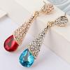 Women Elegant Cubic Zirconia Inlaid Water Drop Long Dangle Earrings Jewelry
