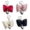 Elegant Bowknot Charm Keychain Elegant Heart and Bowknot Keyring with Accent Handbag Decoration for Women Girls