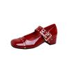 Fashion Cowhide 2025 Women Pumps Round Toes Women Shoes Buckle Strap Patent Leather Classic Mary Janes Pumps Chaussure Femme