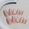 24pcs Oval False Nails French Strawberry Butterfly Cat Eye Press On Nails Fake Nails DIY Manicure Detachable Nail Tips