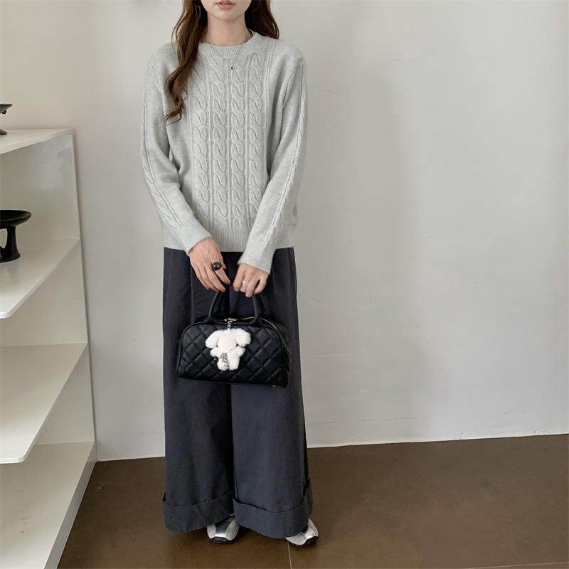 Women's Loose Korean Retro Cable Knit Sweater for Autumn/Winter