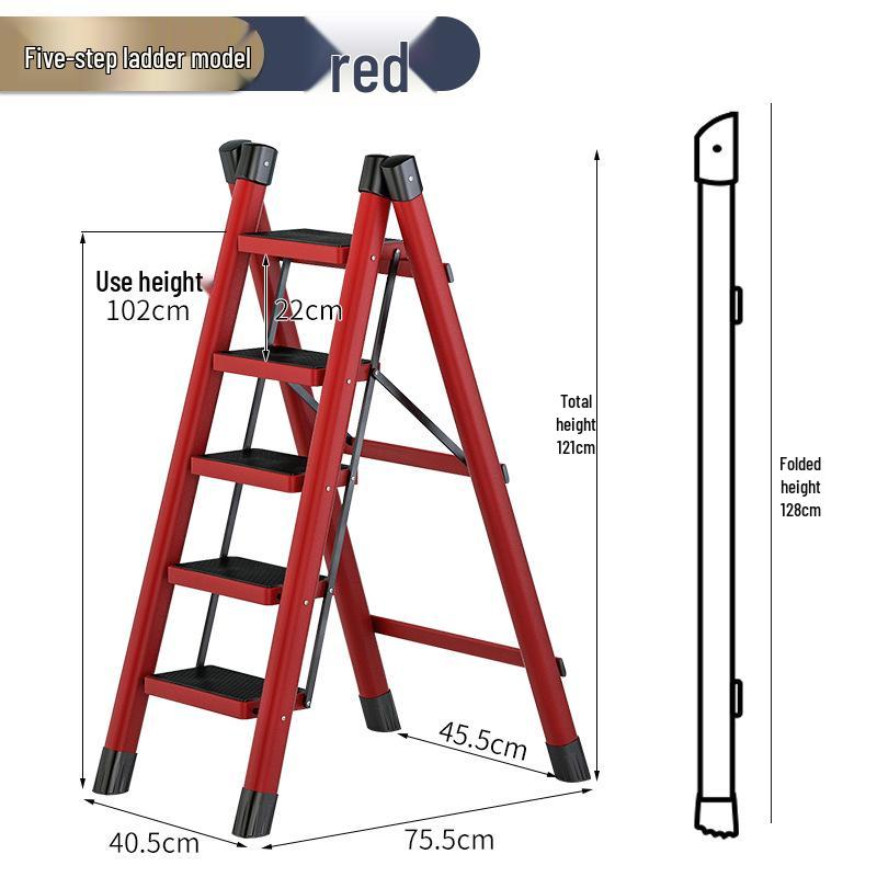 Three-Step Foldable Telescopic Household Ladder Stool, Lightweight A-frame for Multi-functional Use.