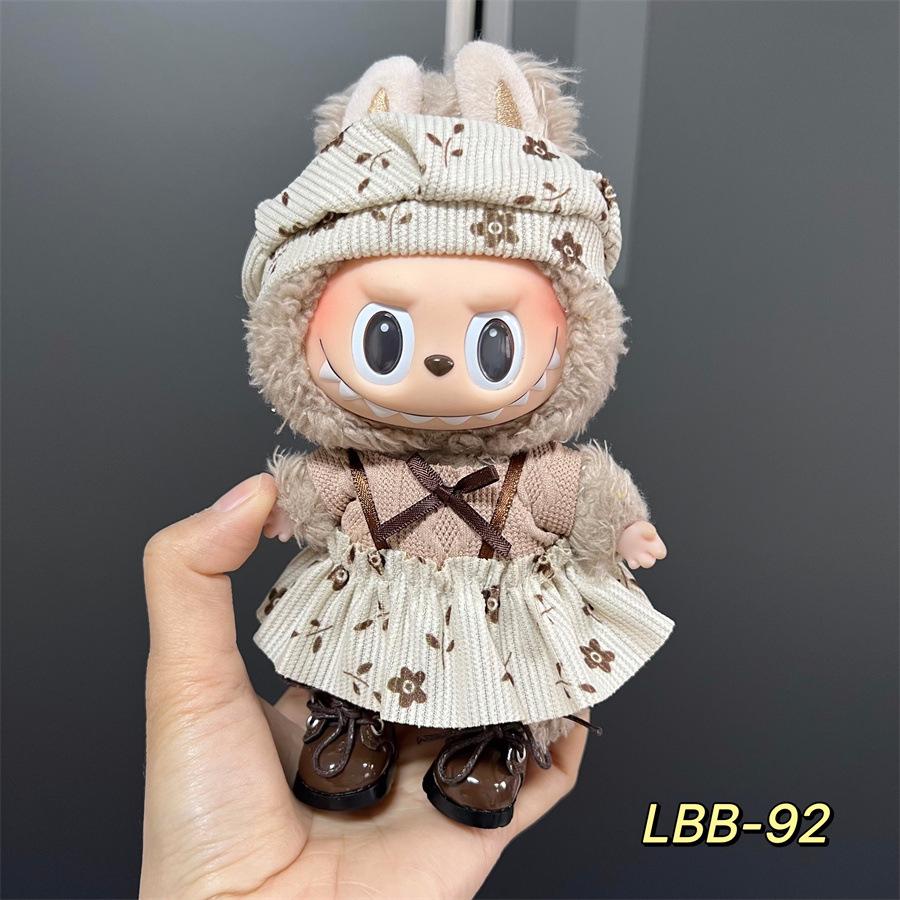 Can Wear Baby Clothes, Enamel Labubu 17cm Dolls Cute Dress-up Casual Suits Skirts Plush Clothes