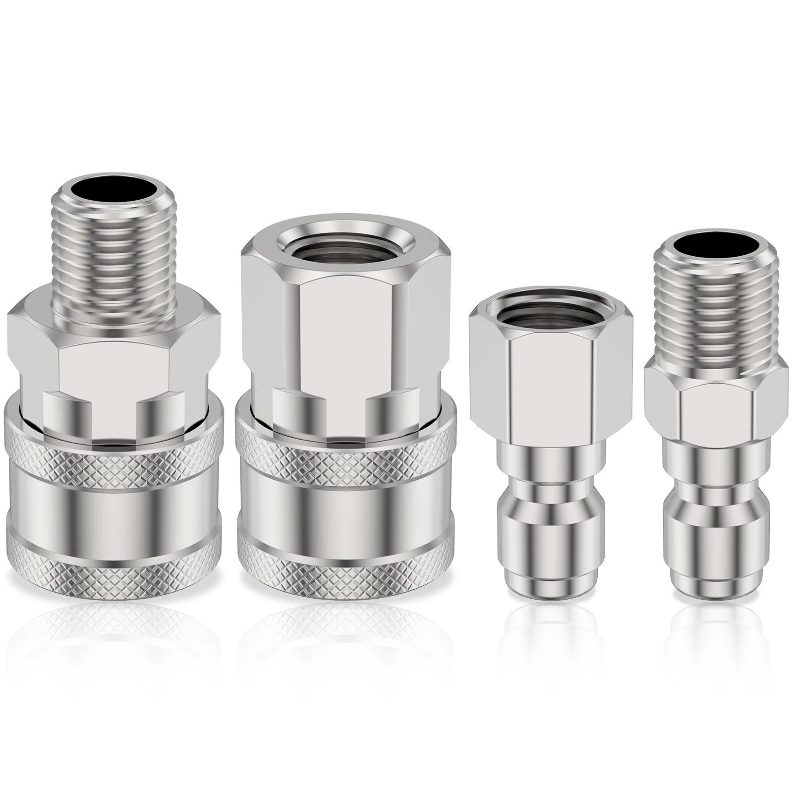 

4Pcs Pressure Washer Adapter 5000PSI Stainless Steel Male and Female 1/4 High Pressure Washer Quick Connector Fittings Washer серебряный