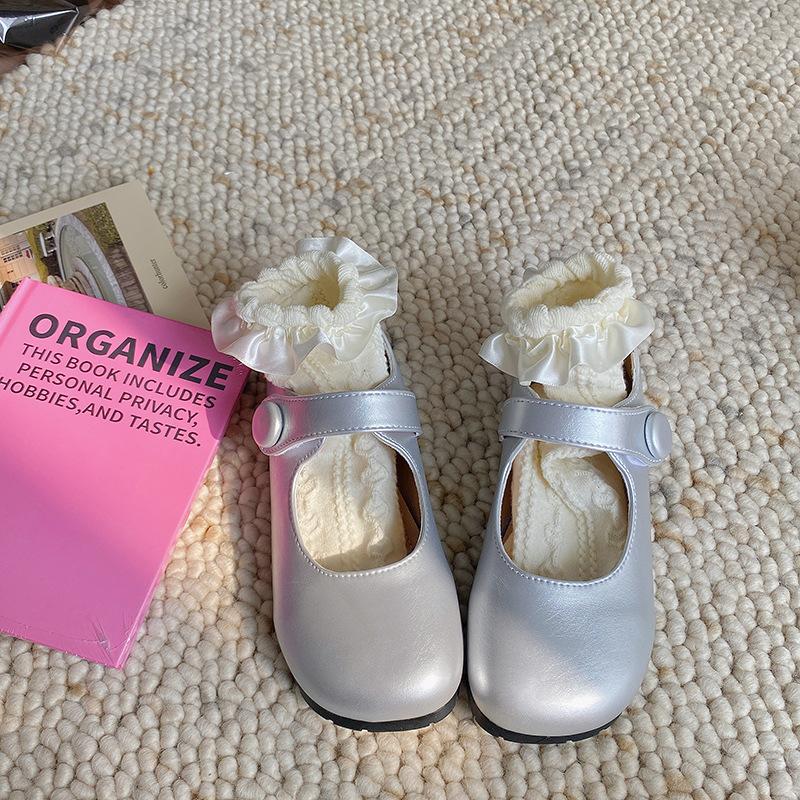 

Весенние новые неглубокие туфли-лодочки женские с круглым носком, туфли-бини, кукольные туфли, женские туфли на плоской подошве с ремешком Мэри Джейн 40 серебряный